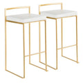 LumiSource Fuji White Faux Leather Contemporary Barstool