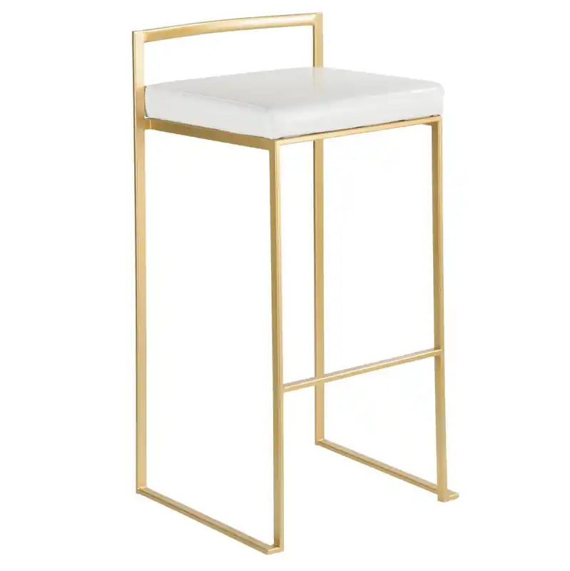 Tabouret de bar contemporain en similicuir blanc