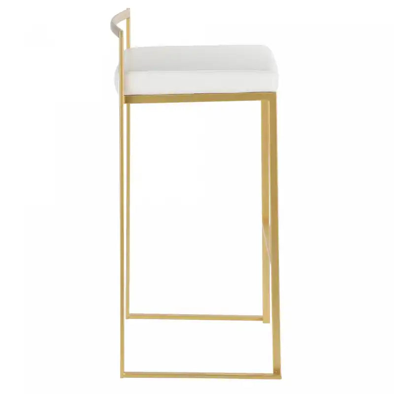 Tabouret de bar contemporain en similicuir blanc
