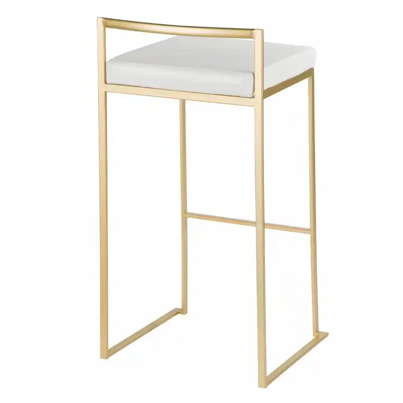 Tabouret de bar contemporain en similicuir blanc