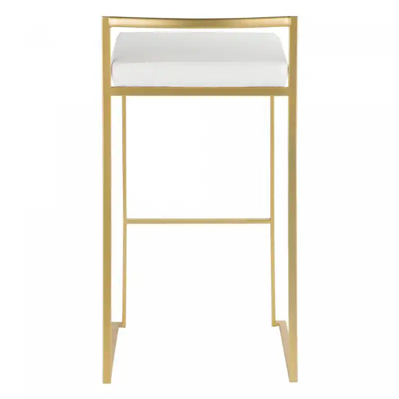 Tabouret de bar contemporain en similicuir blanc