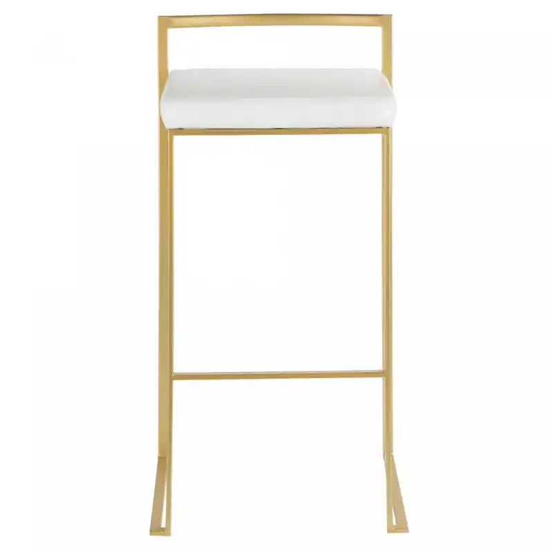 Tabouret de bar contemporain en similicuir blanc