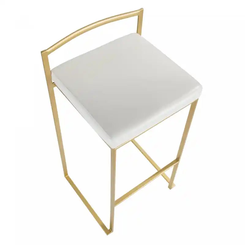 Tabouret de bar contemporain en similicuir blanc