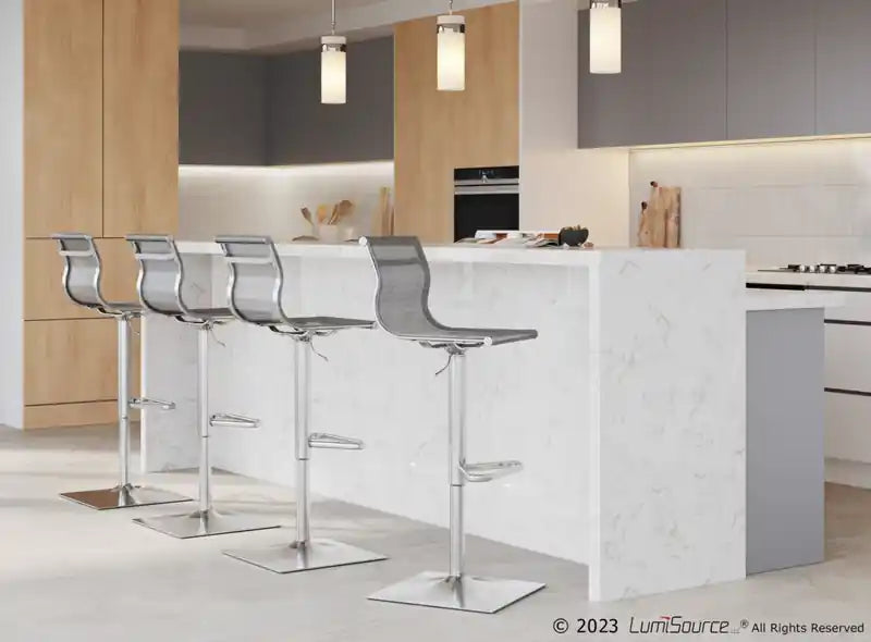Tabouret de bar contemporain en tissu réglable avec pivot