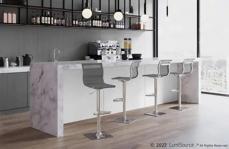 Tabouret de bar contemporain en tissu réglable avec pivot