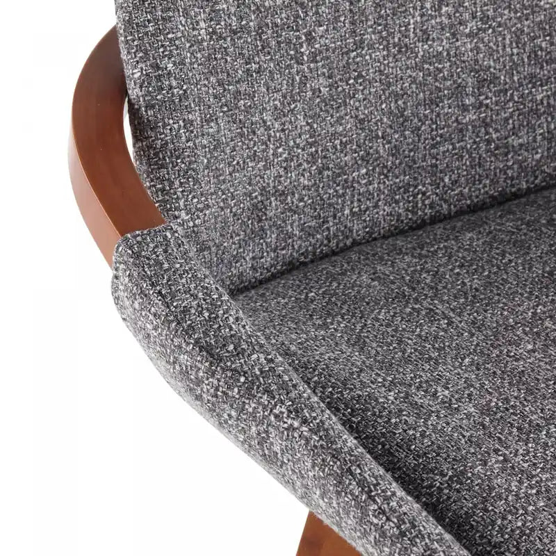 Tabouret de comptoir mi-siècle en tissu - Noyer/Gris