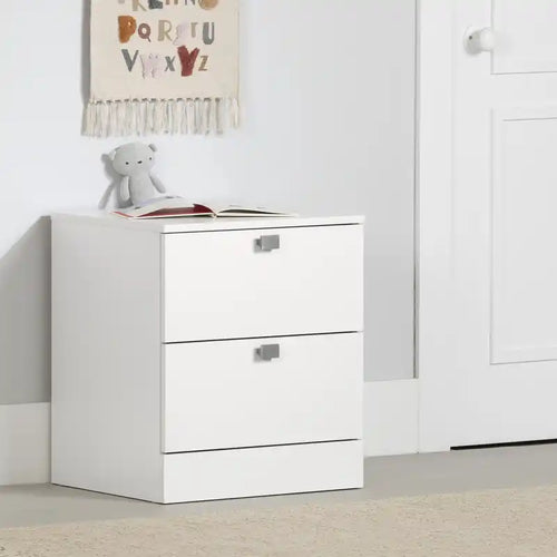 Table de chevet 2 tiroirs - Blanc Pur