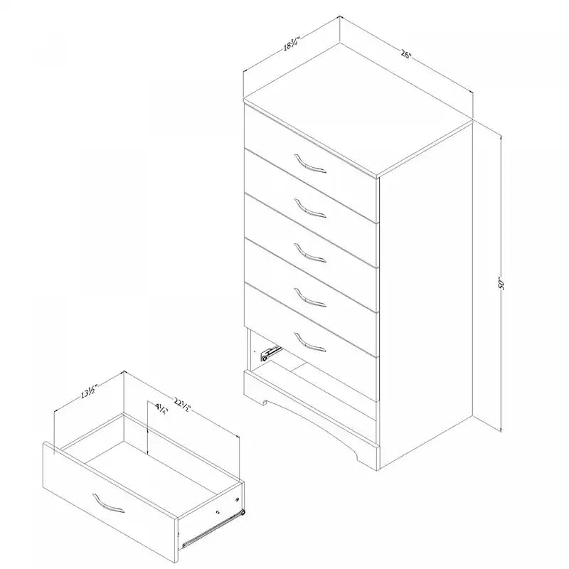 Commode à 6 tiroirs - Blanc pur