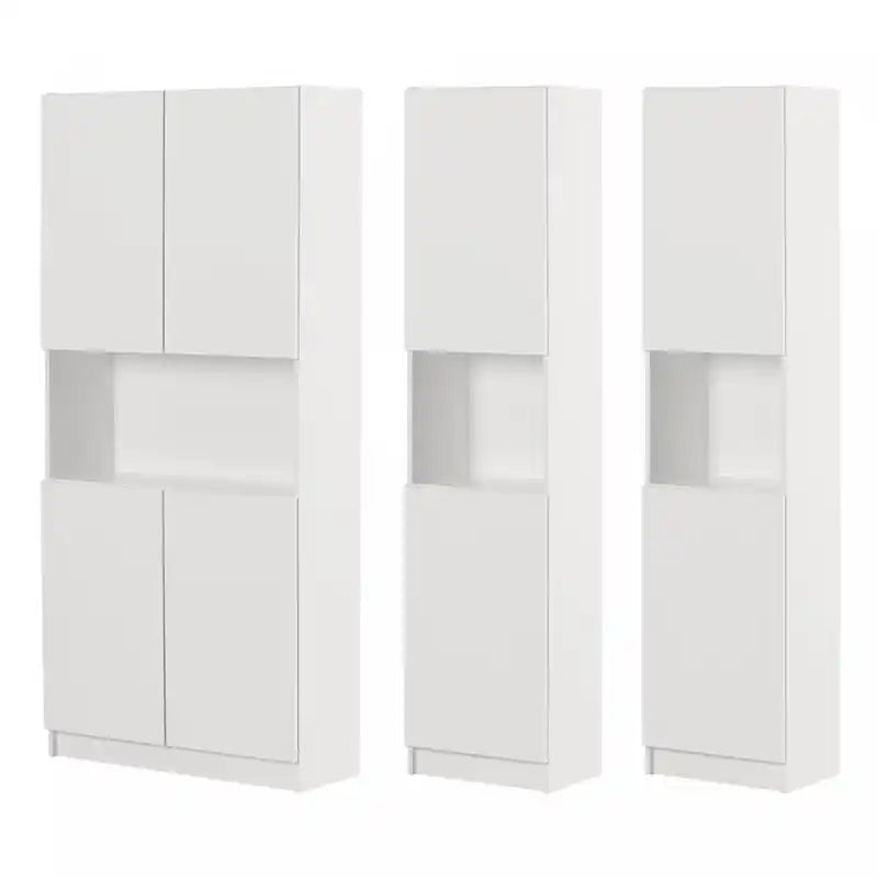 Liora Set Of Bookcase And 2 2-door Narrow Bookcases - Pure White