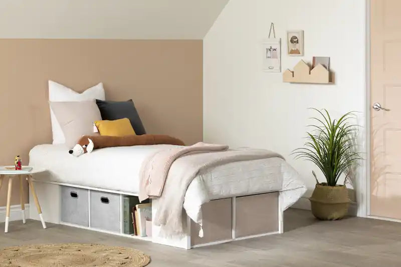 Lit de rangement avec paniers - Blanc pur