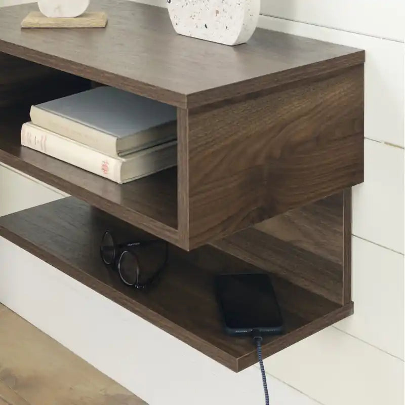 Table de chevet suspendue - Noyer naturel