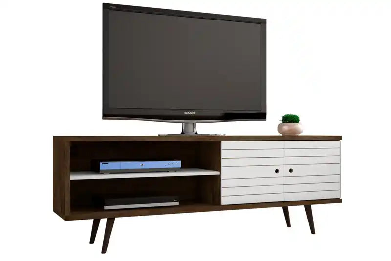 Meuble TV Mid-Century Modern 3 étagères et 2 portes à 62,99 $