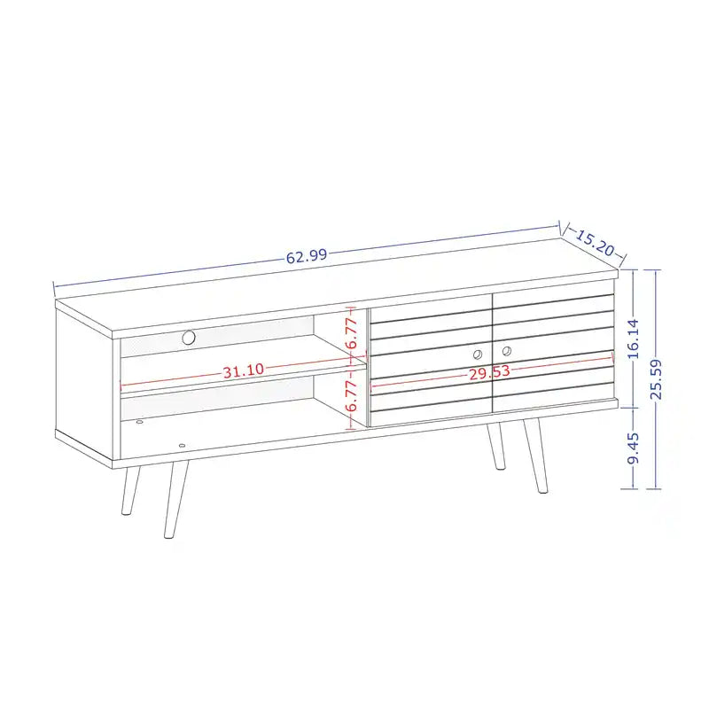Meuble TV Mid-Century Modern 3 étagères et 2 portes à 62,99 $