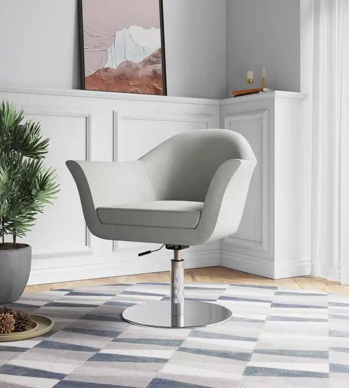 Chaise d'appoint pivotante réglable en tissu tissé avec piètement en métal brossé - Orge