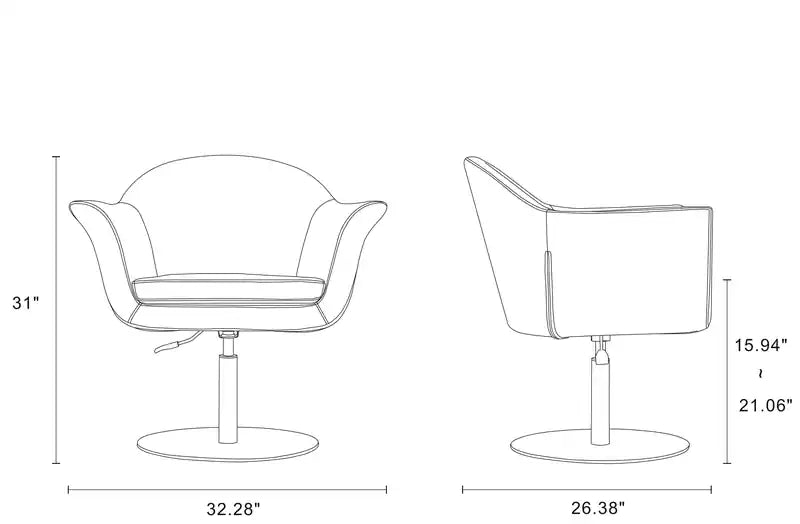 Chaise d'appoint pivotante réglable en tissu tissé avec piètement en métal brossé - Orge