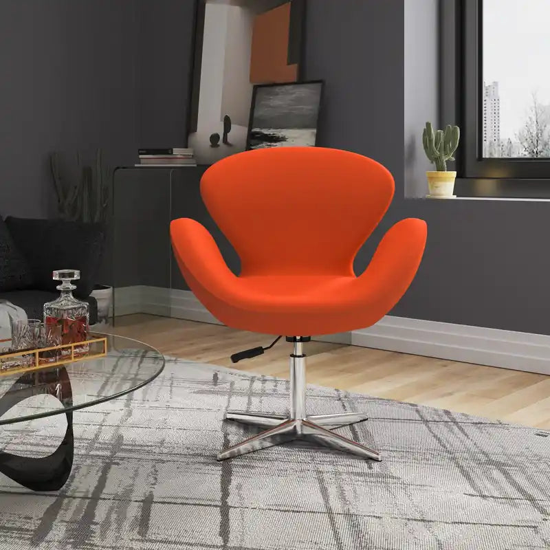 Chaise pivotante réglable en mélange de laine, coloris chrome poli framboise Confort