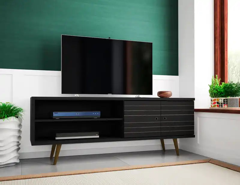 Meuble TV Mid-Century Modern 3 étagères et 2 portes à 62,99 $