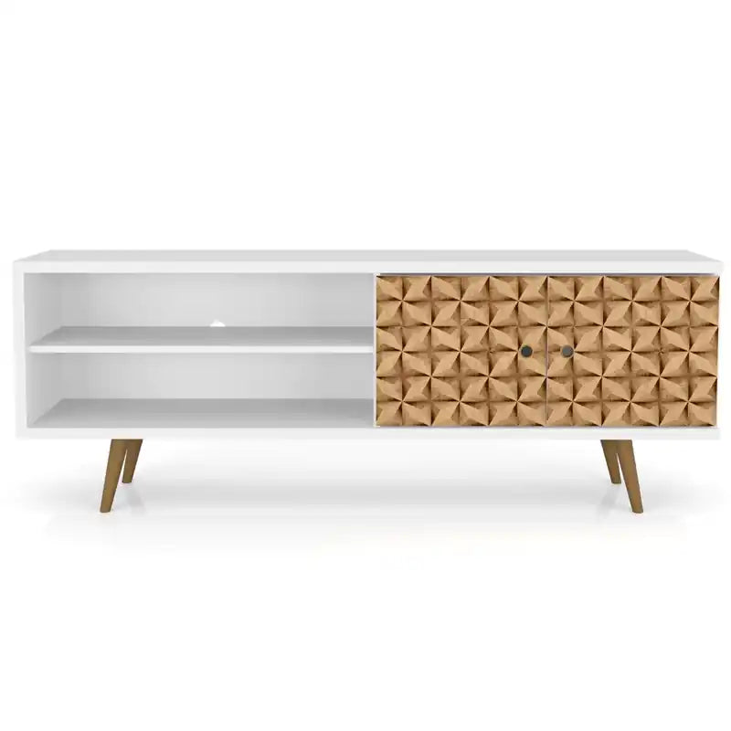 Manhattan Comfort Liberty 62.99 Mid-Century Modern TV Stand with 3 Shelves & 2 Doors