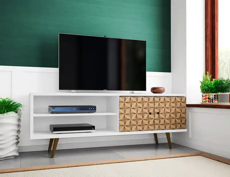 Meuble TV Mid-Century Modern 3 étagères et 2 portes à 62,99 $