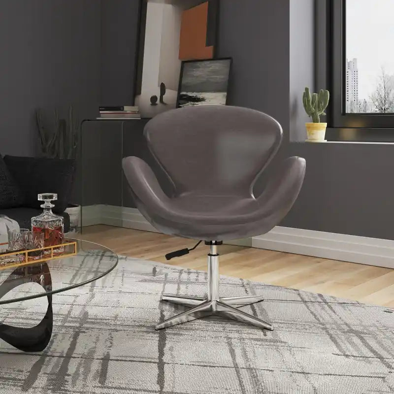 Chaise pivotante réglable en similicuir chromé poli framboise - Galet