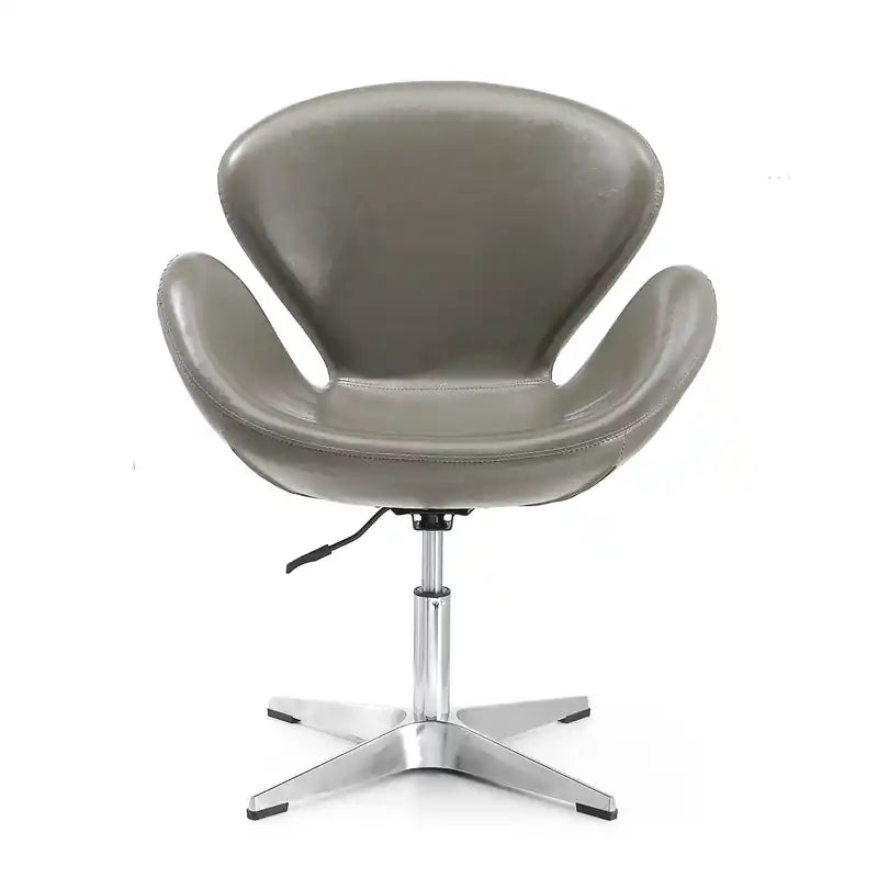 Chaise pivotante réglable en similicuir chromé poli framboise - Galet