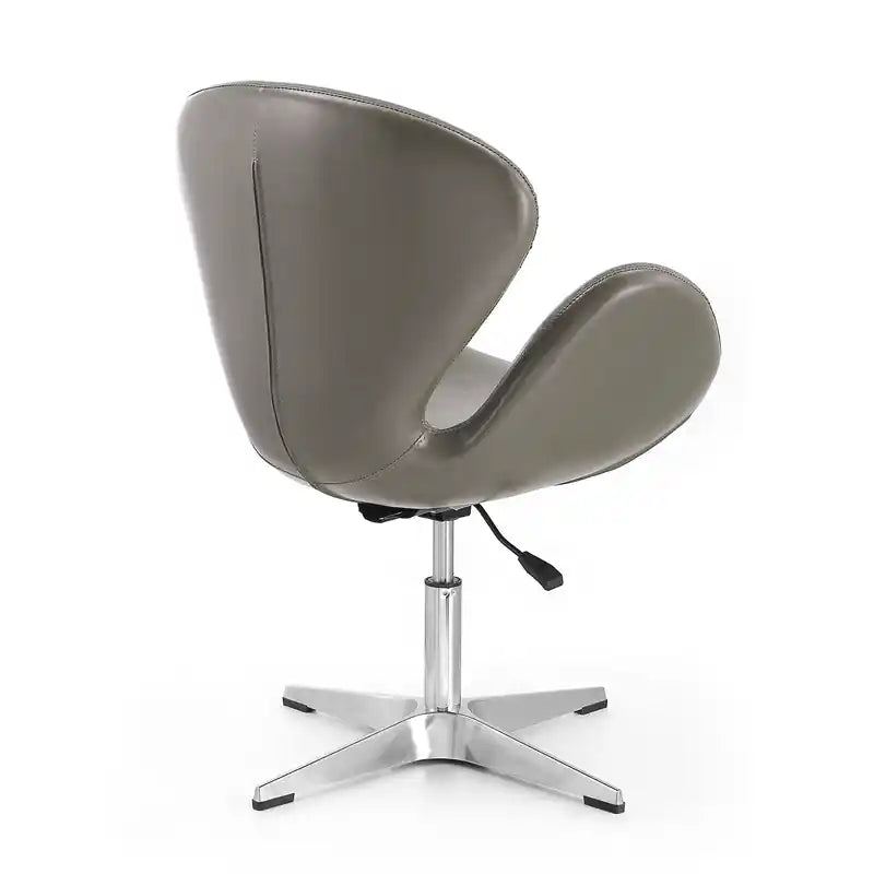 Chaise pivotante réglable en similicuir chromé poli framboise - Galet