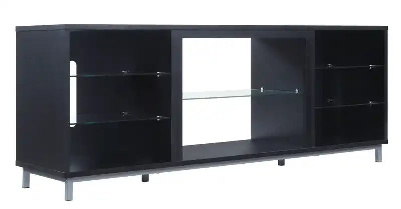 Manhattan Comfort Brighton 60 TV Stand with Glass Shelves & Media Wire Management - Onyx