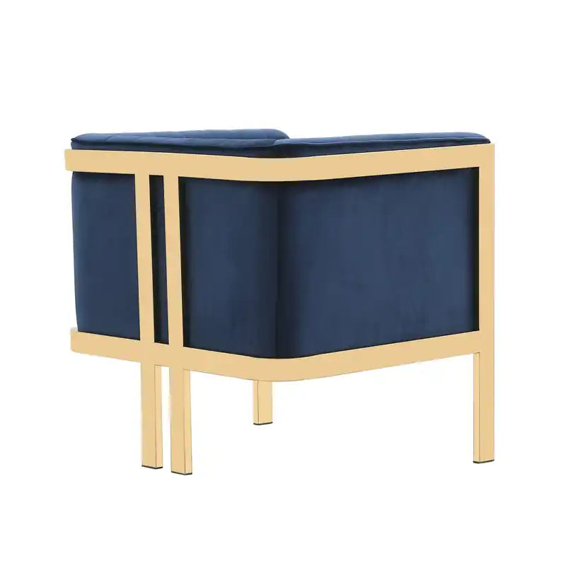 Fauteuil d'appoint en velours et laiton - Bleu roi