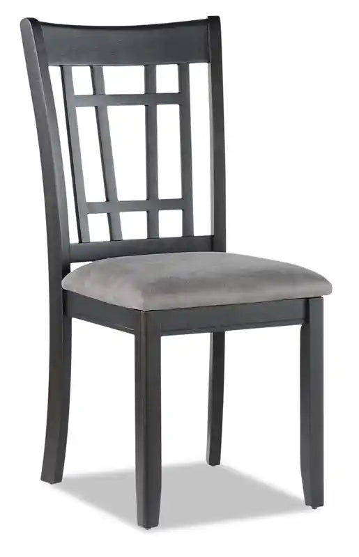 Chaise de salle à manger en tissu d'aspect lin - Gris tourterelle