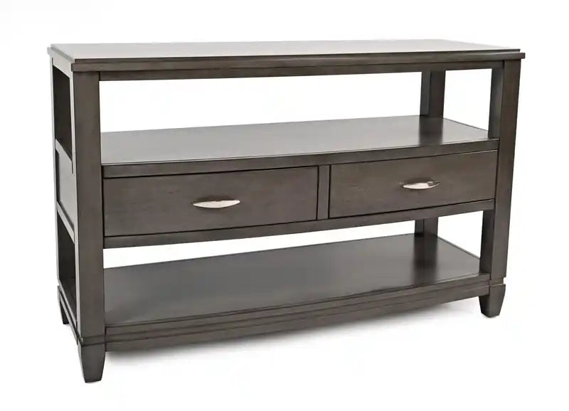 Downtown 50 Modern Sofa Table with Storage and Shelf - Grey Brown Wood