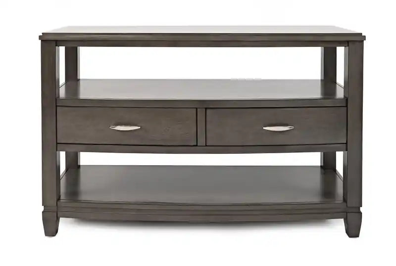 Table basse moderne avec rangement et étagère - Bois gris-brun