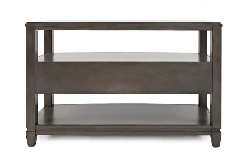 Table basse moderne avec rangement et étagère - Bois gris-brun