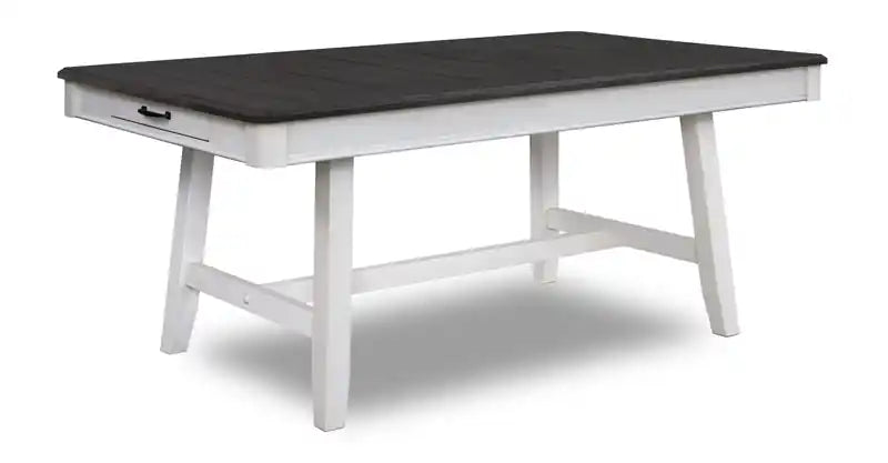 Ensemble de salle à manger 7 pièces avec table et 6 chaises, tiroirs de rangement, piédestal à tréteaux, 70W - Blanc/Gris
