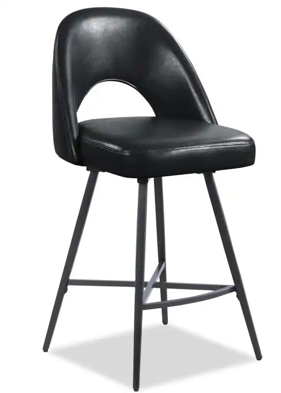 Elijah Counter-Height Stool with Swivel Seat & Vegan Leather Fabric, 26H