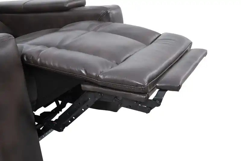 Fauteuil inclinable électrique de 39 po avec appuie-tête électrique et son ambiophonique – Tissu à l'aspect cuir marron foncé
