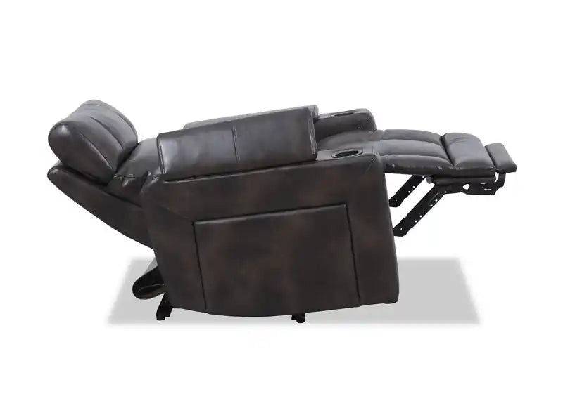 Fauteuil inclinable électrique de 39 po avec appuie-tête électrique et son ambiophonique – Tissu à l'aspect cuir marron foncé