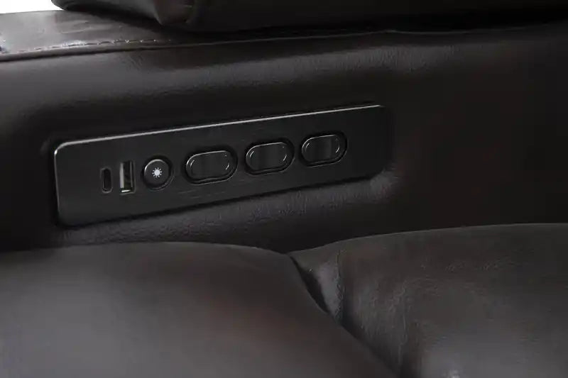 Fauteuil inclinable électrique de 39 po avec appuie-tête électrique et son ambiophonique – Tissu à l'aspect cuir marron foncé