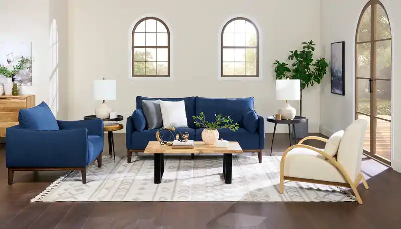 Canapé de 199,9 cm en tissu aspect lin avec coussins de dossier amovibles