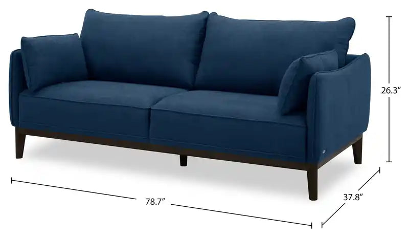 Canapé de 199,9 cm en tissu aspect lin avec coussins de dossier amovibles