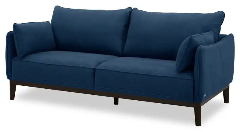 Canapé de 199,9 cm en tissu aspect lin avec coussins de dossier amovibles