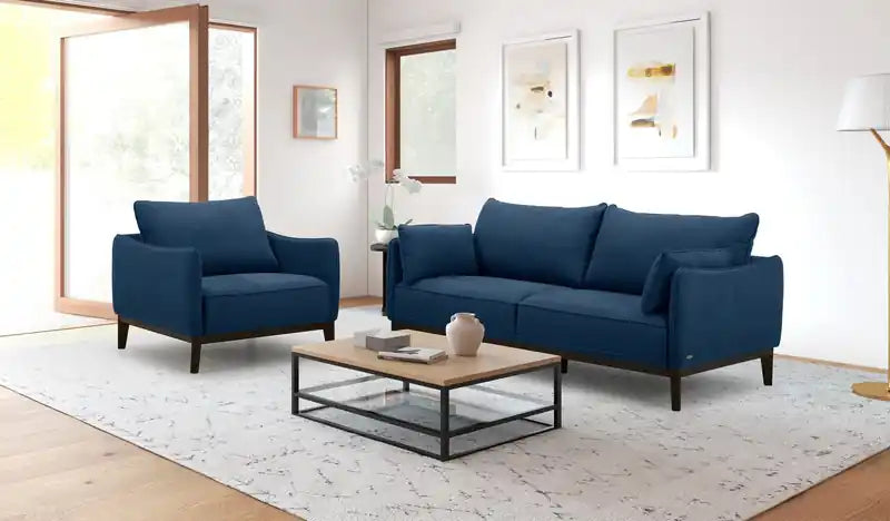 Canapé de 199,9 cm en tissu aspect lin avec coussins de dossier amovibles