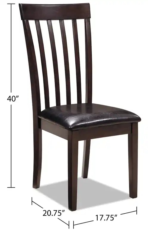 Chaise de salle à manger en cuir vegan, dossier à lattes