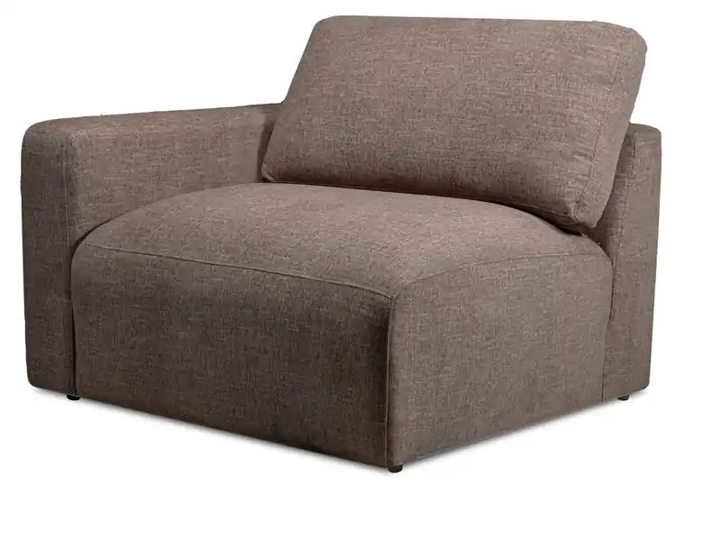 Kort & Co. Lotus Modular 42.5 Chenille Fabric Left-Facing Chair with Feather Down Cushions - Coffee Brown