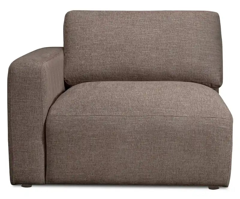Fauteuil gauche 42,5 en tissu chenille avec coussins en plumes et duvet – Marron café