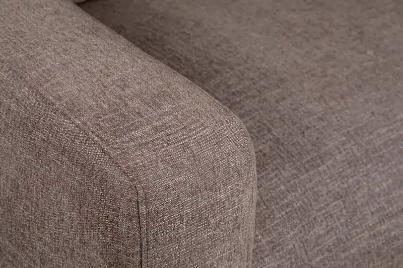 Fauteuil gauche 42,5 en tissu chenille avec coussins en plumes et duvet – Marron café