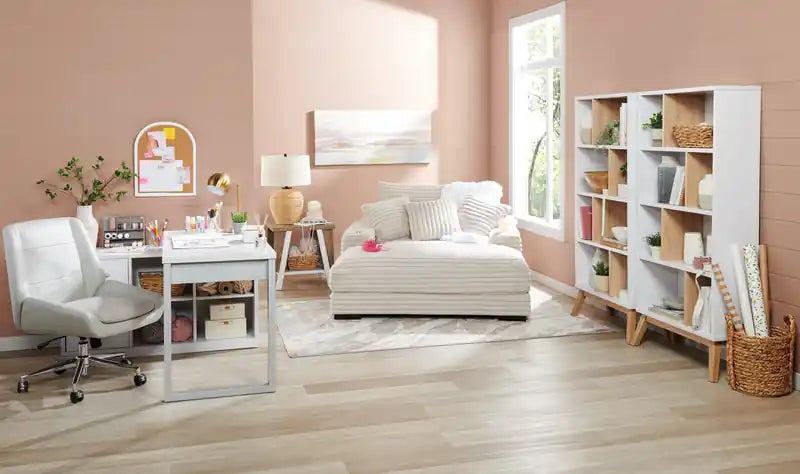 Table d'appoint moderne avec rangement et étagère - Blanc et marron clair