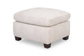 Mallie 28 Chenille Fabric Ottoman with Wood Legs - Shell White