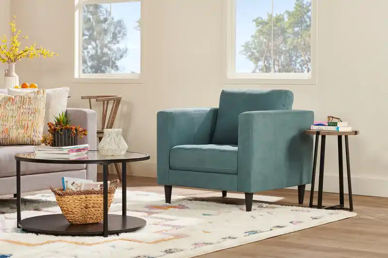Fauteuil en tissu de 32 po avec coussin de siège capitonné et coussin de dossier réversible
