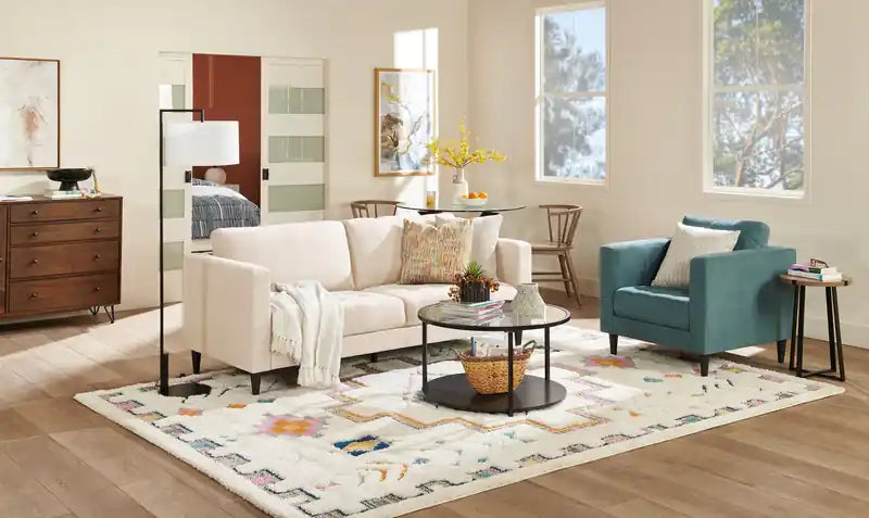 Fauteuil en tissu de 32 po avec coussin de siège capitonné et coussin de dossier réversible