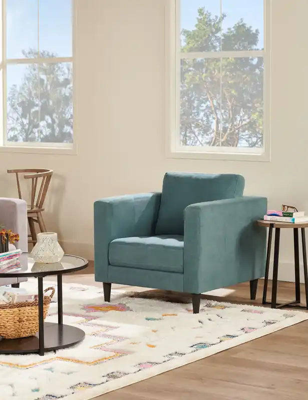 Fauteuil en tissu de 32 po avec coussin de siège capitonné et coussin de dossier réversible